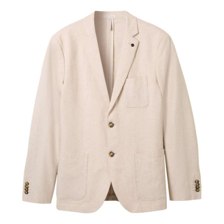 Blazer en coton et lin mélangé camel uni coupe...