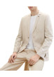 Thumbnail Blazer en coton et lin mélangé camel uni coupe droite col cubain - Image 2