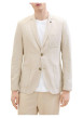 Thumbnail Blazer en coton et lin mélangé camel uni coupe droite col cubain - Image 5