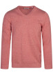 Thumbnail Pull en coton rouge uni coupe droite avec un col v et nom de la marque