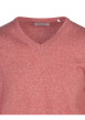 Thumbnail Pull en coton rouge uni coupe droite avec un col v et nom de la marque - Image 3