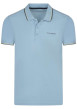 Thumbnail Polo en coton bleu uni avec une coupe droite liseré sur le col et les manches