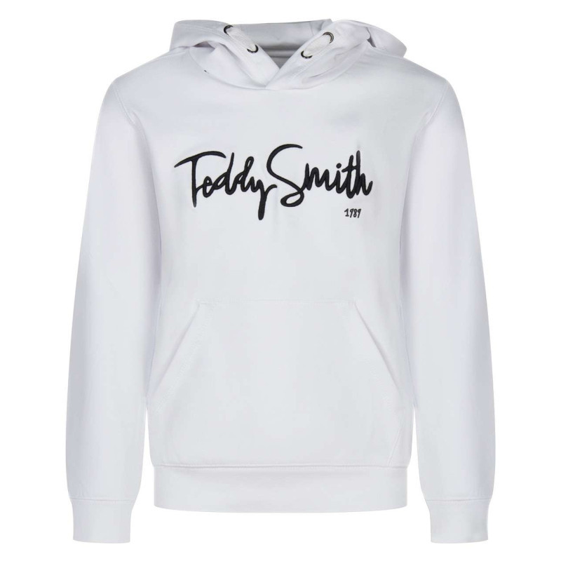 Teddy Smith - Sweat En Coton Blanc Uni à Capuche Coupe Droite Avec Des Manches Longues - Blanc Teddy Smith - Sweat En Coton Blanc Uni à Capuche Coupe Droite Avec Des Manches Longues - Blanc
