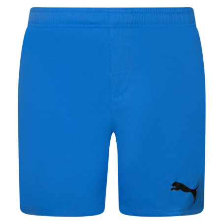 Short de bain bleu uni coupe droite avec taille...