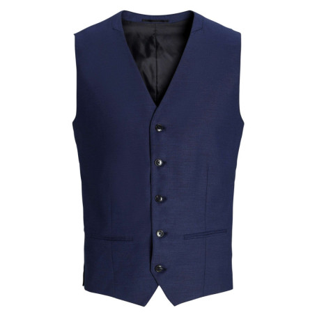 Gilet de costume en laine mélangée marine avec...