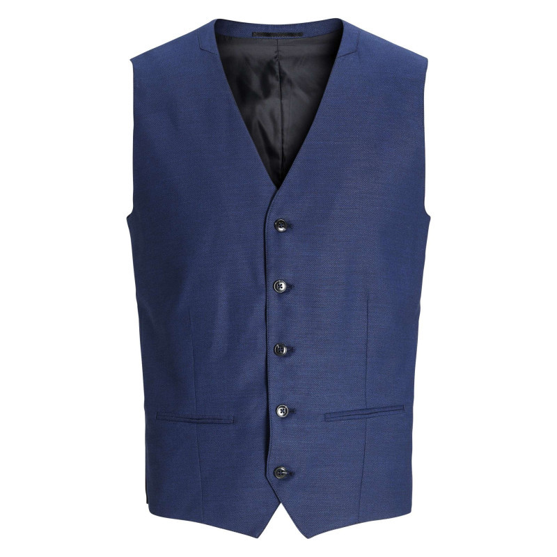 Premium By Jack & Jones - Gilet De Costume En Laine Mélangée Bleu Avec Un Col V Et Une Coupe Slim - Bleu