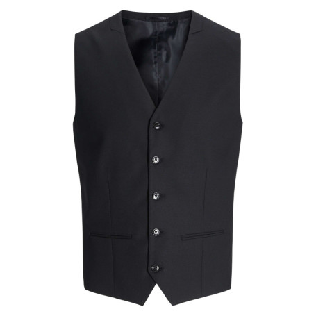 Gilet de costume en laine mélangée noir uni...