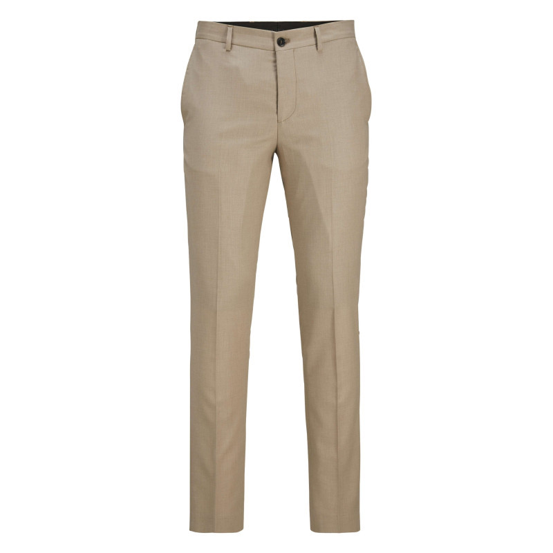 Premium By Jack & Jones - Pantalon De Costume En Laine Mélangée Beige Avec Une Coupe Slim Fit - Beige