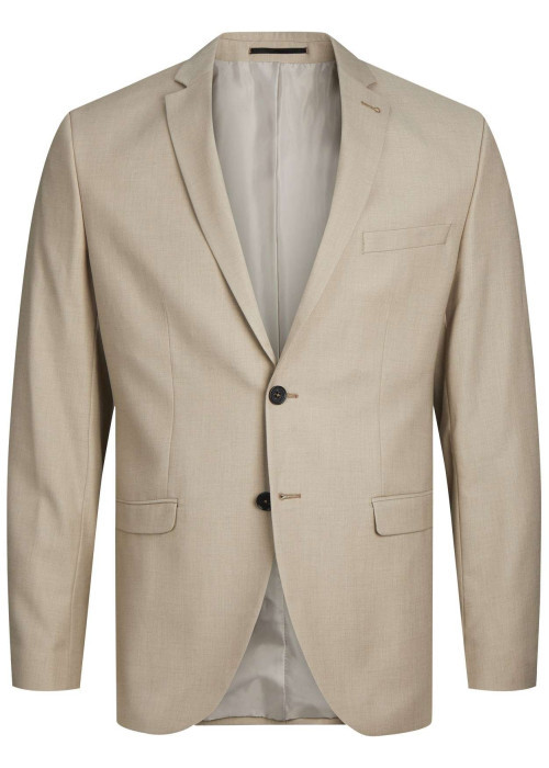 Veste de costume en laine mélangée beige avec coupe slim fit et col cranté