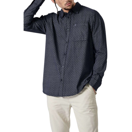 Chemise en coton marine imprimé avec une coupe...