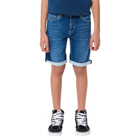 Short en coton indigo uni avec une coupe droite...
