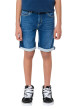 Thumbnail Short en coton indigo uni avec une coupe droite et plusieurs poches