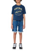 Thumbnail Short en coton indigo uni avec une coupe droite et plusieurs poches - Image 2