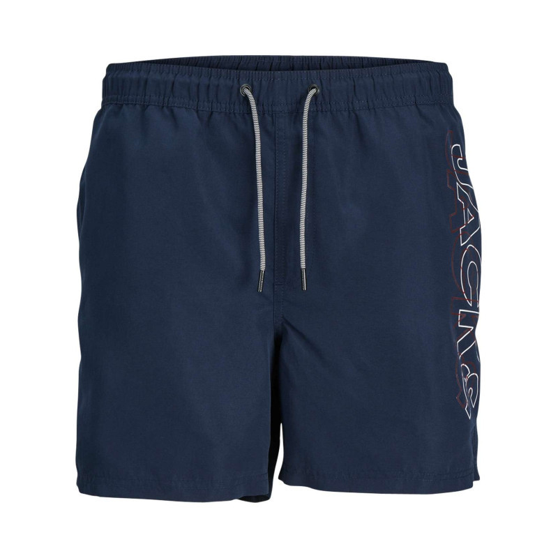 Jack & Jones - Short De Bain Marine Uni Avec Une Coupe Regular Fit Et Un Cordon - Marine Jack & Jones - Short De Bain Marine Uni Avec Une Coupe Regular Fit Et Un Cordon - Marine
