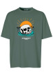 Thumbnail T-shirt en coton kaki uni coupe droite avec un col rond et flocage poitrine
