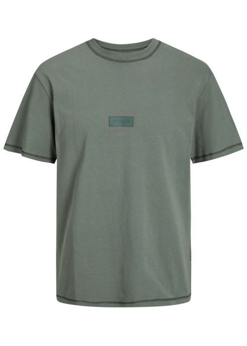 T-shirt Jack & Jones coton avec manches courtes et col rond kaki