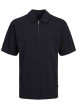 Thumbnail Polo en coton noir uni coupe droite avec un col français et 1/2 zip