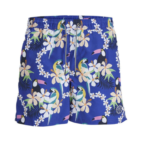 Short de bain bleu bicolore coupe droite avec...