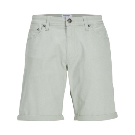 Short 5 Poches Rick en coton vert d'eau uni...