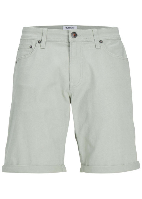 Short 5 Poches Rick en coton vert d'eau uni avec une coupe chino