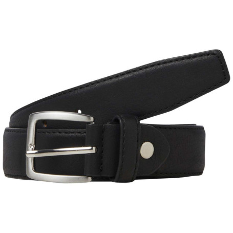 Ceinture noire unie avec une boucle argentée et...