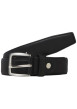 Thumbnail Ceinture noire unie avec une boucle argentée et un passant en simili