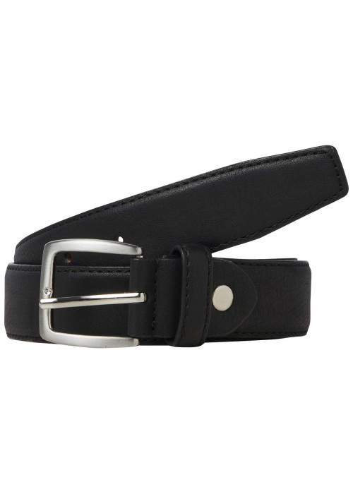 Ceinture noire unie avec une boucle argentée et un passant en simili