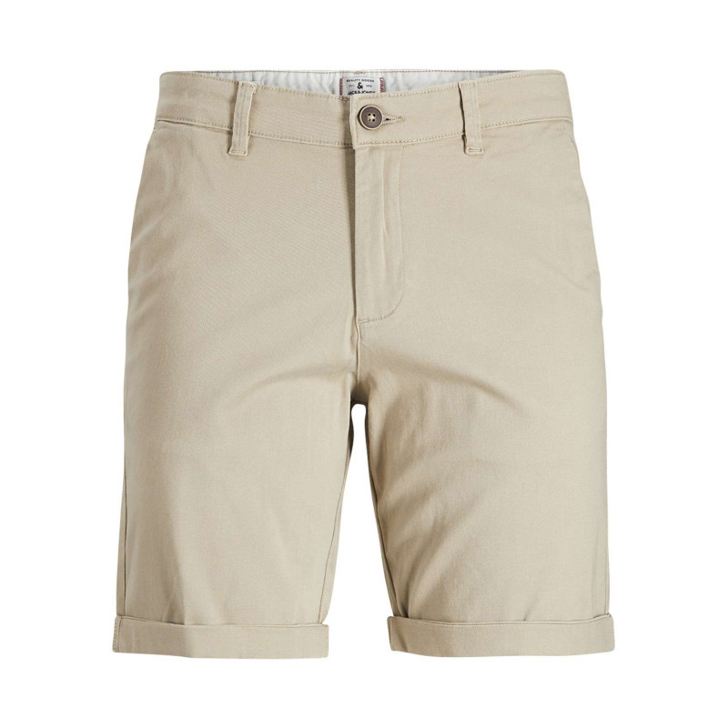 Jack & Jones - Short David En Coton Beige Uni Avec Une Coupe Chino Et Des Poches Latérales - Beige