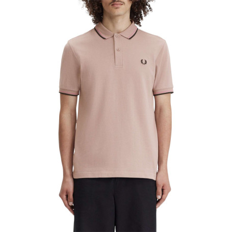 Polo en coton rose uni avec un col à deux...
