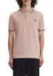 Thumbnail Polo en coton rose uni avec un col à deux boutons roses et une coupe droite