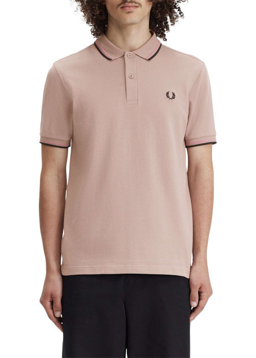 Polo en coton rose uni avec un col à deux...
