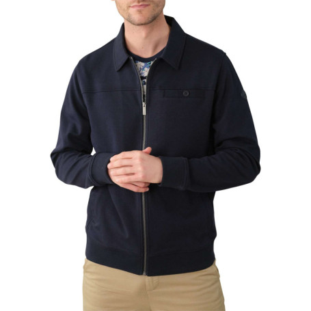 Sweat zippé marine uni avec une coupe droite un...