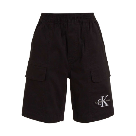 Short en coton noir uni avec une coupe cargo et...