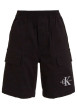 Thumbnail Short en coton noir uni avec une coupe cargo et une ceinture élastiquée