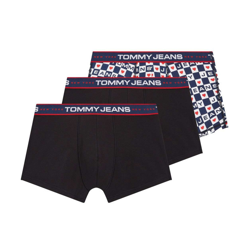 Tommy Jeans - Lot De 3 Boxers Classique En Coton Mélangé Noir Unis Coupe Fermée - Noir