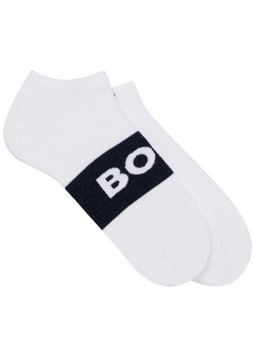Lot de 2 paires de chaussettes en coton mélangé blanches dont une paire imprimée