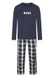 Thumbnail Pyjama Long en coton marine à carreaux avec une taille élastiquée - Image 2