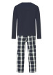 Thumbnail Pyjama Long en coton marine à carreaux avec une taille élastiquée - Image 3