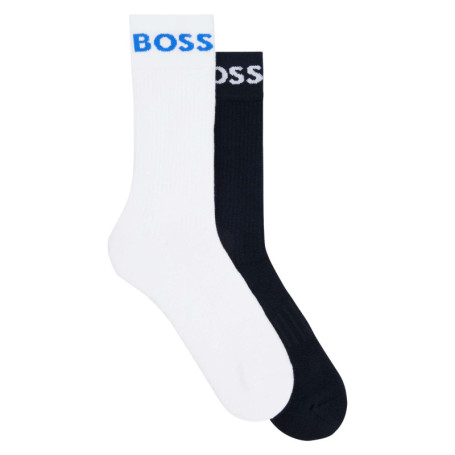 Lot de 2 chaussettes hautes en coton noires et...