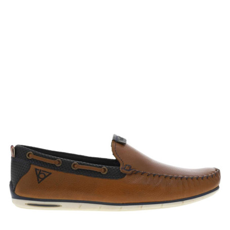 Mocassins en cuir cognac et marine style bateau...
