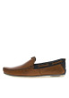 Thumbnail Mocassins en cuir cognac et marine style bateau avec lacets décoratifs - Image 2
