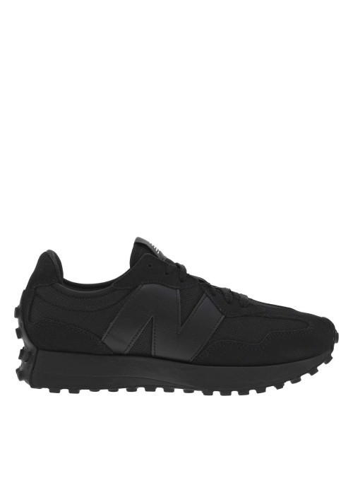 Baskets basses running 327 en cuir et cuir nubuck noires avec des lacets plats