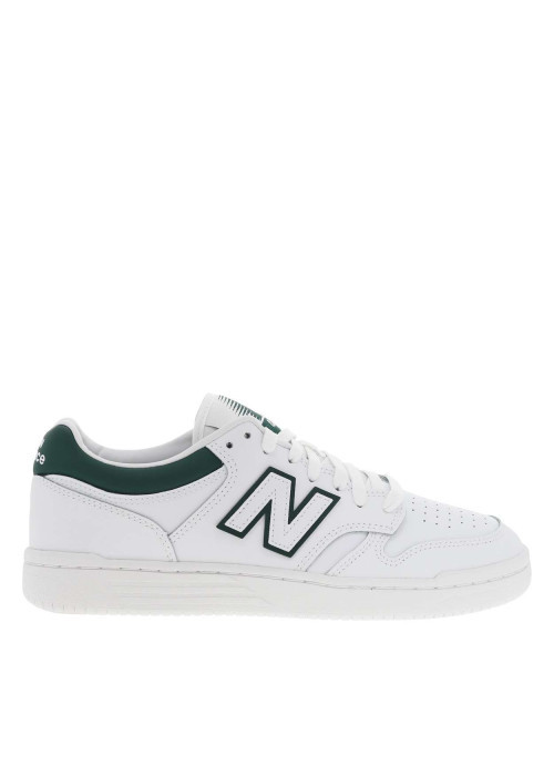 Baskets basses 480 style tennis en cuir blanches et vertes avec des lacets plats