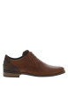 Thumbnail Derbies en cuir cognac à talon plat avec lacets ronds et fentes sur les côtés