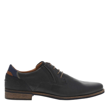 Derbies en cuir noires à talon plat avec fentes...