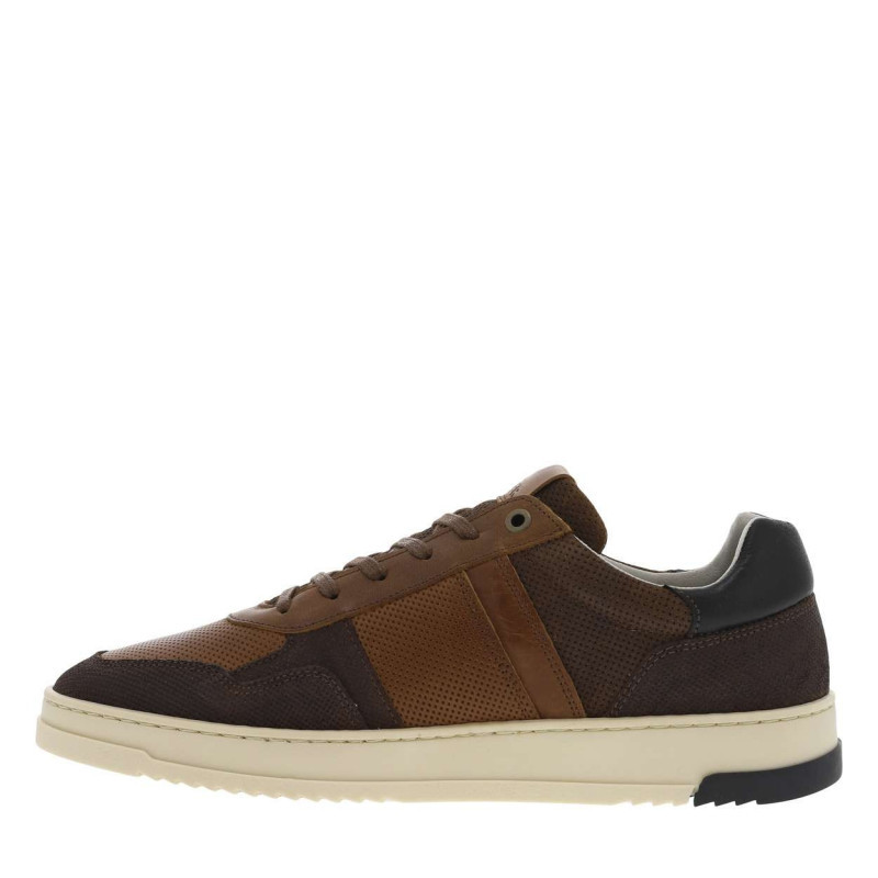 Bullboxer - Baskets Basses En Cuir Cognac Avec Des Lacets Plats Et Micro Points - Cognac Bullboxer - Baskets Basses En Cuir Cognac Avec Des Lacets Plats Et Micro Points - Cognac