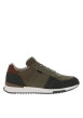 Thumbnail Baskets basses en cuir kaki avec une semelle running et des lacets plats