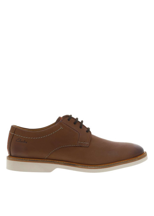 Derbies Atticus en cuir cognac avec des lacets ronds et un talon plat