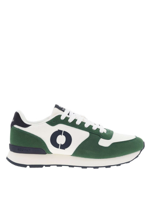 Baskets basses running vertes, blanches et marine avec lacets plats