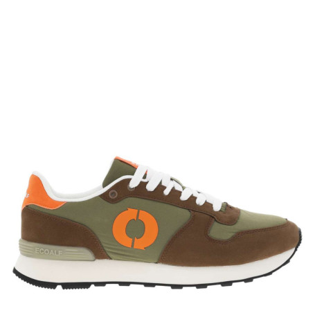 Baskets basses olive, orange et marron avec...
